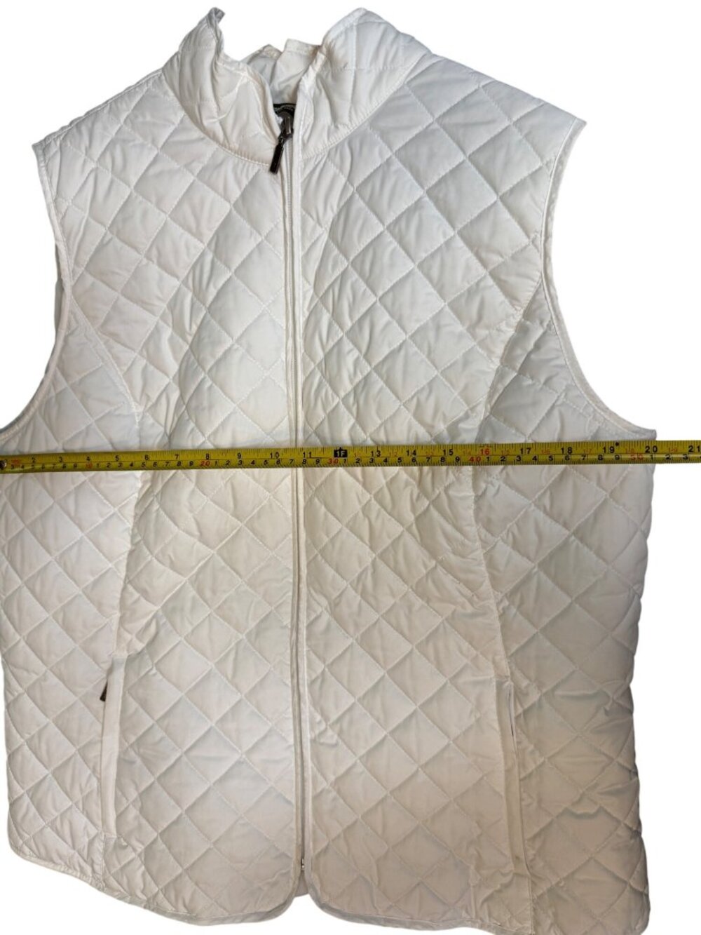 Eddie Bauer Womens Quilted White Vest XL Full-Zip Lightweight Pockets Sleeveless - Picture 4 of 12